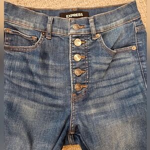 Express High Rose Button Up Skinny Jeans 6